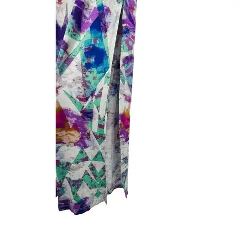 Urban Outfitters Abstract Colorful Geometric Printed Boho High Waisted Maxi Skirt Side Slit