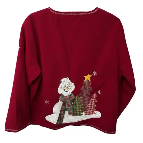 Vintage Women's Size 3X Ugly Christmas Fleece Cardigan Sweater Pockets Red