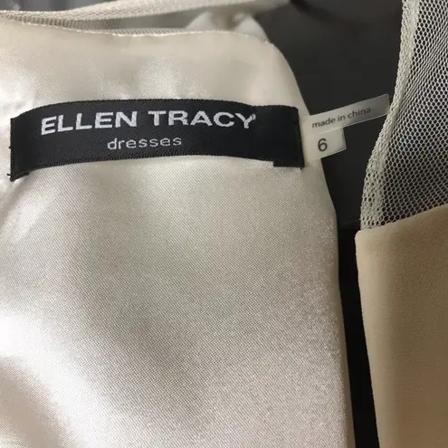 Ellen Tracy classic ivory sheath dress with embellished beaded neckline