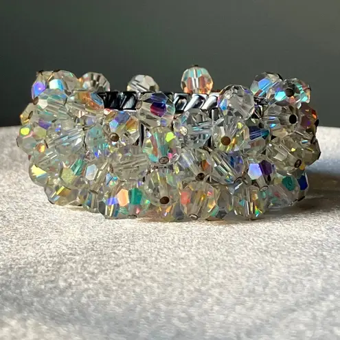 Vintage Aurora Borealis Cha Cha Expansion Stretch Bracelet Crystal AB Japan MCM Multiple