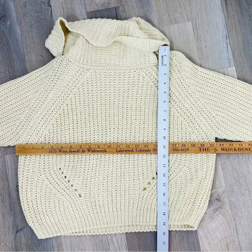 The Moon  & Madison Waffle Knit Cowl Neck Crop Sweater Cream Beige Small Long Sleeve