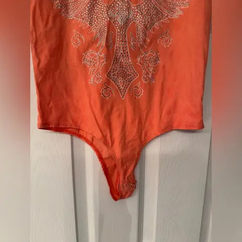 Affliction MARGO WINGS BODYSUIT Orange Pink Women’s Bodysuit Size Medium