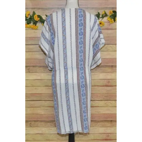 easel Size M Kimono Top Coverup Open Front Cardigan Geo Print Boho Tassels