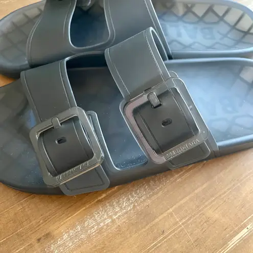 Balenciaga Mallorca Transparent Dual-buckle Slide Sandals In Black Sz 10 New