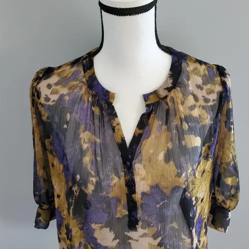 Staring At Stars Sheer Pullover Floral Print Top XS