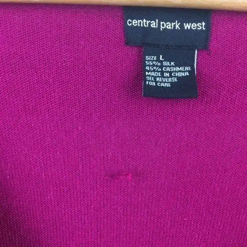 Central Park West  Cashmere & Silk Ruffle Front Long Sleeve Cardigan Sweater L