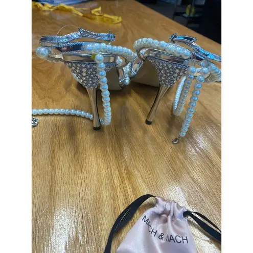 Mach & Mach Diamond of Elizabeth Heels Women's 38.5 Silver High Pearl Heels S20