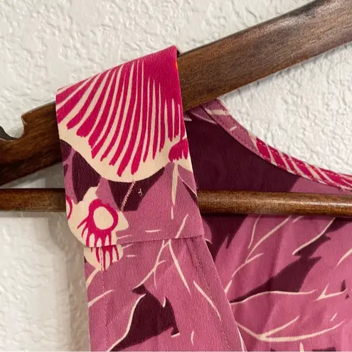 Equipment Womens Shirt Tank Pink Purple Hawaiian Tropical Floral Silk Size Small