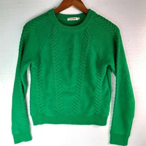 English Factory Farrow XS Cable Knit Women's Crew Neck Sweater in Kelly Green