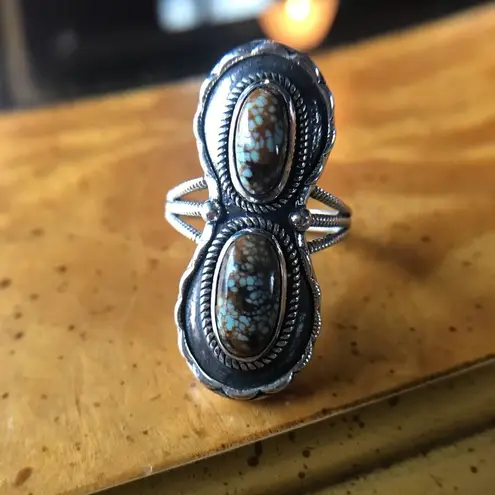 Natural Royston Blue Horizon Turquoise Sterling Silver Horseshoe Ring Size 9