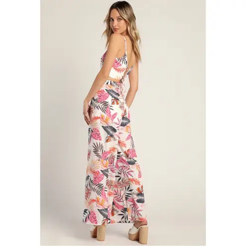 LULUS Side Slit Floral Wide Leg Pants Size M Size M