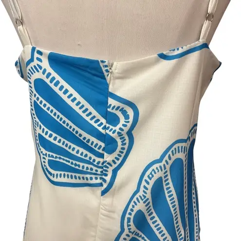 Ocean Breeze Seashells Linen Blend Sleeveless Sheath Vacation Maxi Dress Size M White Size M