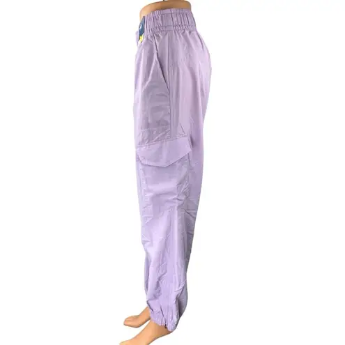NEW Old Navy Active Womens Purple Elastic Waist Windbreaker Cargo Jogger Pants S
