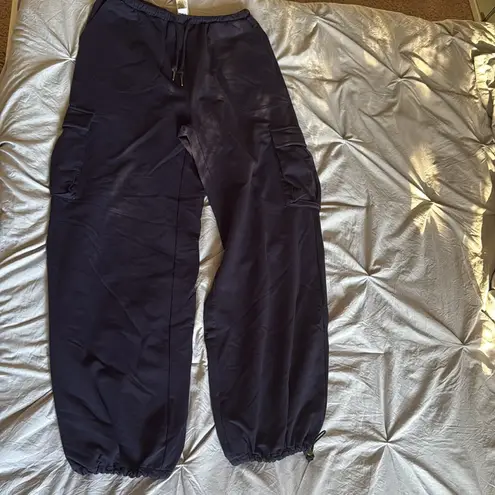 Open Edit Baggy Stretch Jersey Cargo Pants Navy Blue