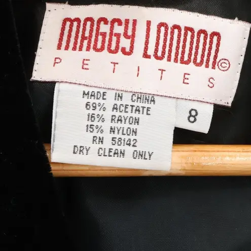 Maggy London Vtg 90s Velvet Black Button Front Midi Dress Emo Elegant Size 8P