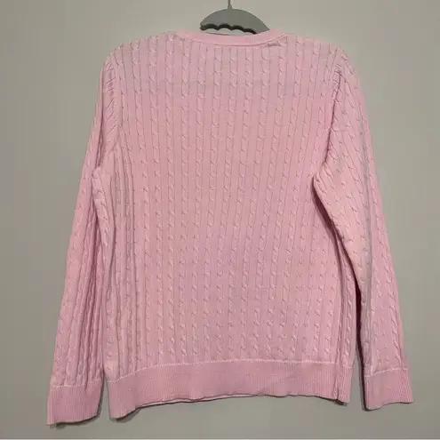 kim rogers Barbie Pink Cotton Crew Neck Cable Knit Sweater Petite Medium