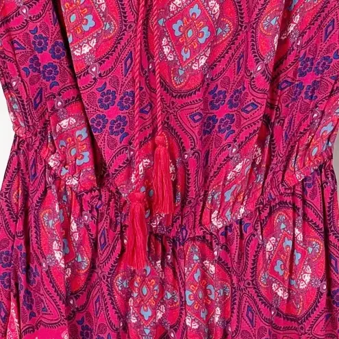 O'Neill  Womens S Nashville Red‎ Print Off Shoulder Romper Boho Red Pink Summer - Image 5
