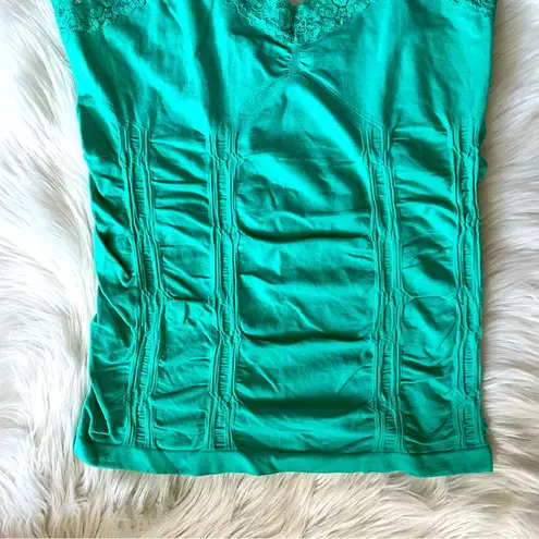 Bongo Y2K  Lace Trim Tanktop Teal Large