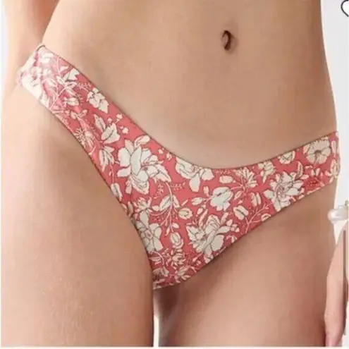 J.Crew  Curved Waist Cheeky Bikini Bottom In Tossed Floral Pink Size L New