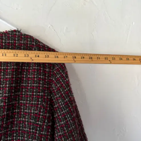 east5th Y2k Tweed Blazer Jacket Red Black White Fringe Whimsigoth M Office Siren Size M