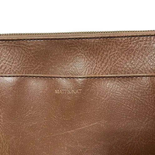 Matt & Nat Brown Vegan Leather Crossbody Front Middle Two Zipper Compartments