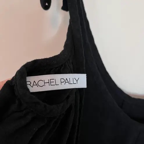 Rachel Pally Caity Linen Adjustable Tie Shoulder Relaxed Midi Dress Black