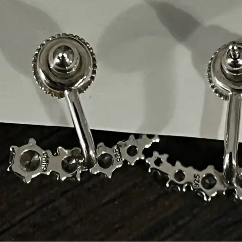 Banter by Piercing Pagoda Ear Jacket Cuff Earrings Front Back 2 in 1 Silver