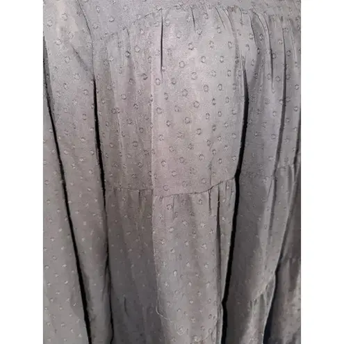 JODIFL Black Swiss Dot Long Sleeve Tiered Whimsygoth Babydoll Dress Large