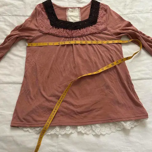 Axes Femme pink brown lace top with cute back detailing Size medium, from Japan