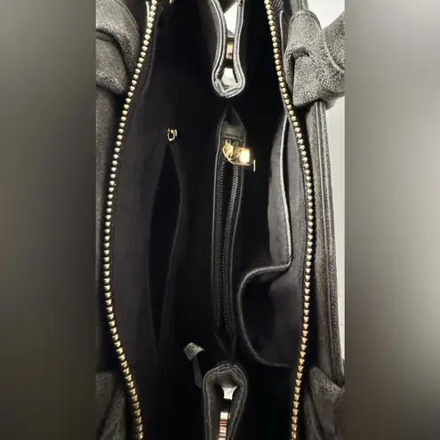 Moda -NewYork Faux Leather Gray Handbag with Double Handles & Shoulder Strap