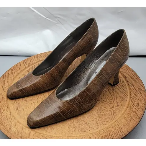 Margaret Jerrold Heels Pumps 1980's S 7.5 Crocodile Leather Spain NWOB Vintage Size undefined