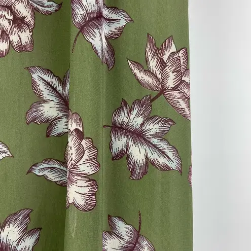 Avec Les Filles Green Lotus Flower V-Neck Sleeveless Open Back Chiffon Dress