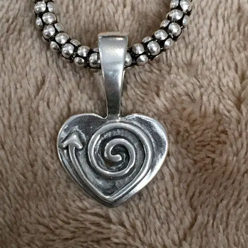 Silpada Sterling Silver Heart Pendant Popcorn Necklace S1516 N1106 Retired HTF