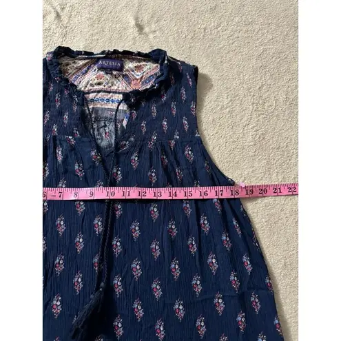 ARTESIA LADIES SLEEVELESS 100% RAYON TOP STRETCH SMOCKED BODICE SIZE M Size M