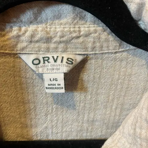 Orvis Women’s  Linen Long Sleeve Cream Button Up Shirt Large