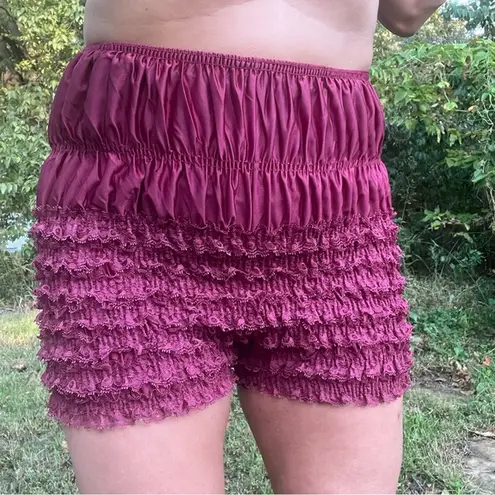 Vintage Merlot maroon ruffle pleat Pettipants bloomers sissy square dance shorts Red Size L