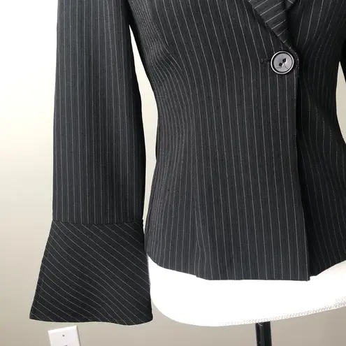 A Byer BYER TOO! | Black Pinstriped Bell Sleeve Blazer