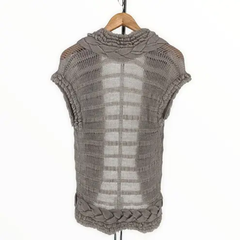 Rebecca Taylor Grey Chunky Cap Sleeve Open Knit Cardigan Sweater Wool Mohair XS