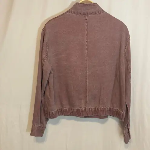 Jane and Delancey Lyocell Dusty Rose Double Chest Pockets Full Zip Bomber Jacket