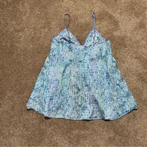 Vtg Gilligan O’Malley Cami Top Animal Snake Print Flutter Front Fairy Y2K Sz L Blue Size L