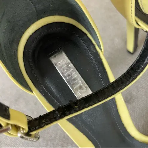 Schutz Yellow Cadey Lee Open Toe Heels Size 38