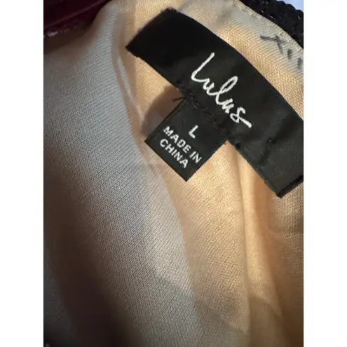 Glamorous Pink black Floral Lace Maxi Dress Spaghetti Straps Flounce Hem Size L