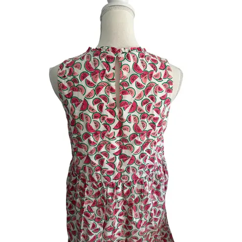 J CREW High Neck Watermelon Print Tiered Dress Size 4 Pink