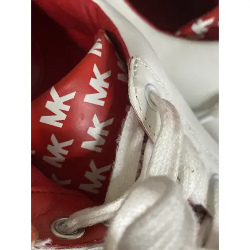 Michael Kors Womens Poppy Graphics Logo Sneaker Shoes Red/White Size 6.5 Leather Red