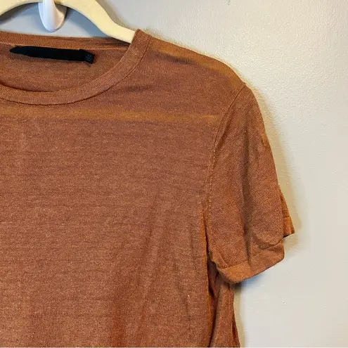 Jenni Kayne Tee Rust Orange 100% Linen Summer Tee Sz XS EUC