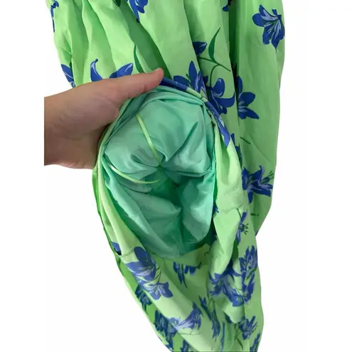 Likely Karrica Maxi Dress Green Blue Floral Print Cut Out Halter Size 8 NEW