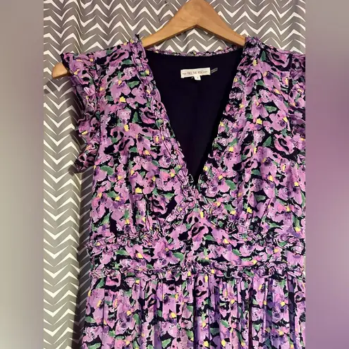 FREE THE ROSES | Floral Ruffle Detail Long Dress, Size S Purple