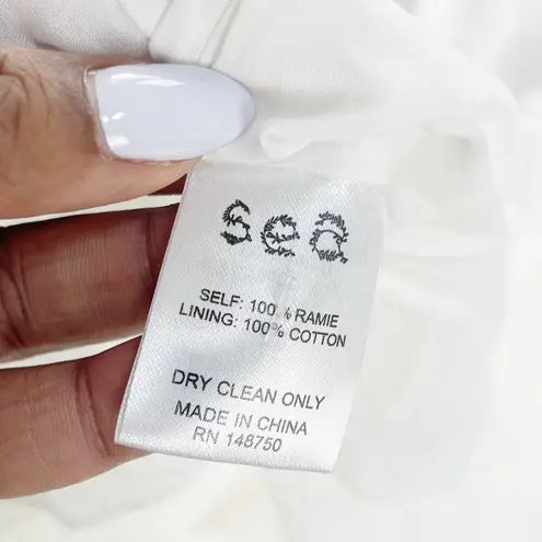 Sea New York Women's Shannon White Scallop Dress Open Back Size Large