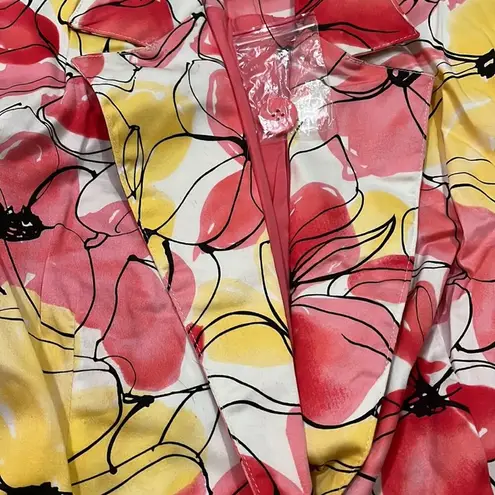 George Stretch Women Y2K Blazer 16 Cropped Stretch Shoulder Pads Floral … Pink