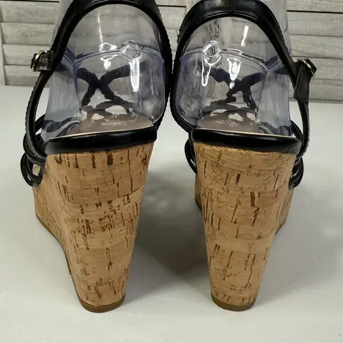 FERGIE "Villa" Cork Wedge Strappy Sandals Black